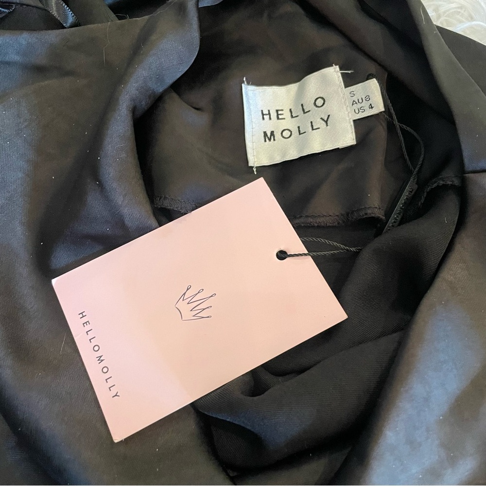 Hello Molly Proud Friend Mini Dress Satin Halter Cowl Coquette Small 4 90s LBD - Picture 6 of 10